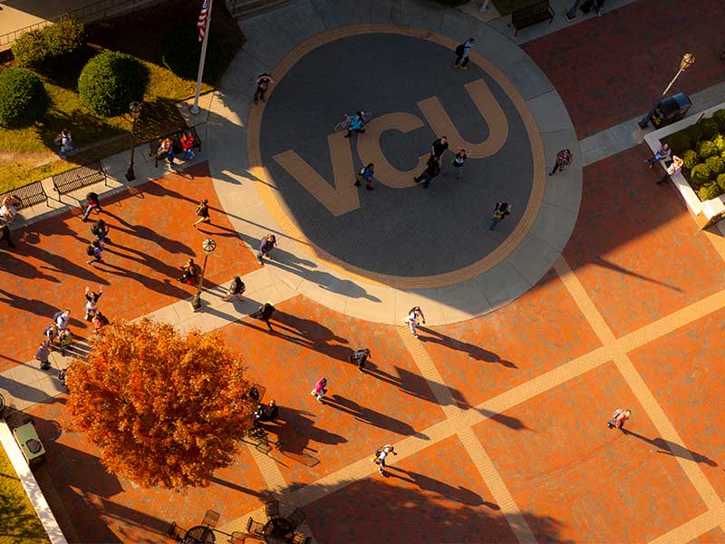aerial view of v.c.u. campus