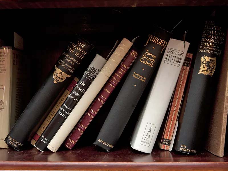 books on a shelf by the author james branch cabell
