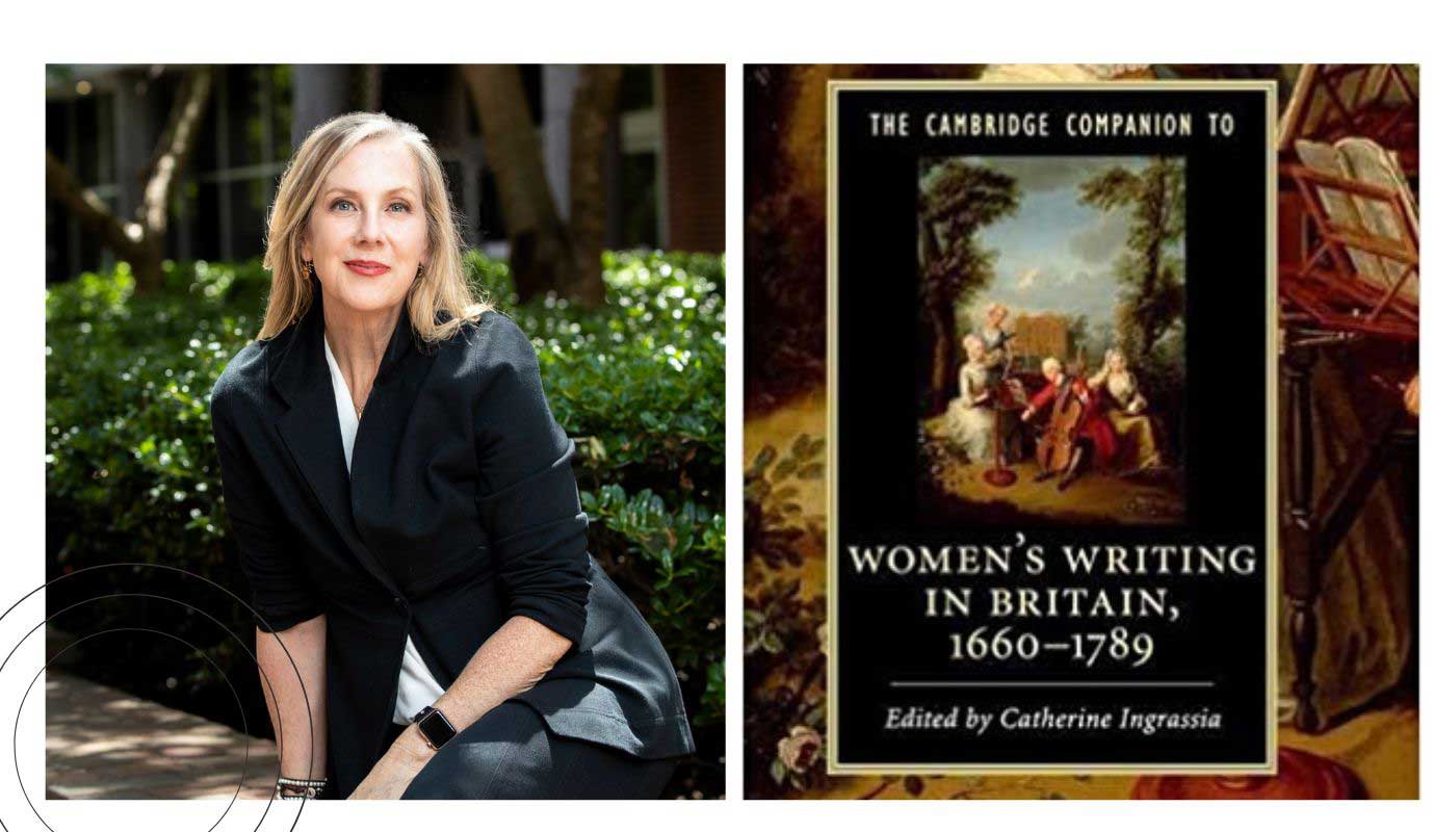 Catherine Ingrassia and the cover of 'The Cambridge Companion to Women's Writing in English, 1660-1789'