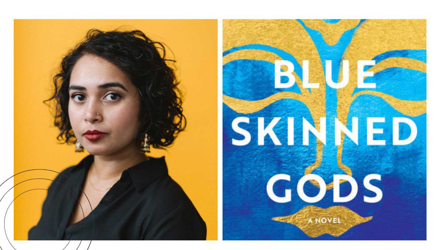 SJ Sindu, Ph.D. and the cover of 'Blue-Skinned Gods'